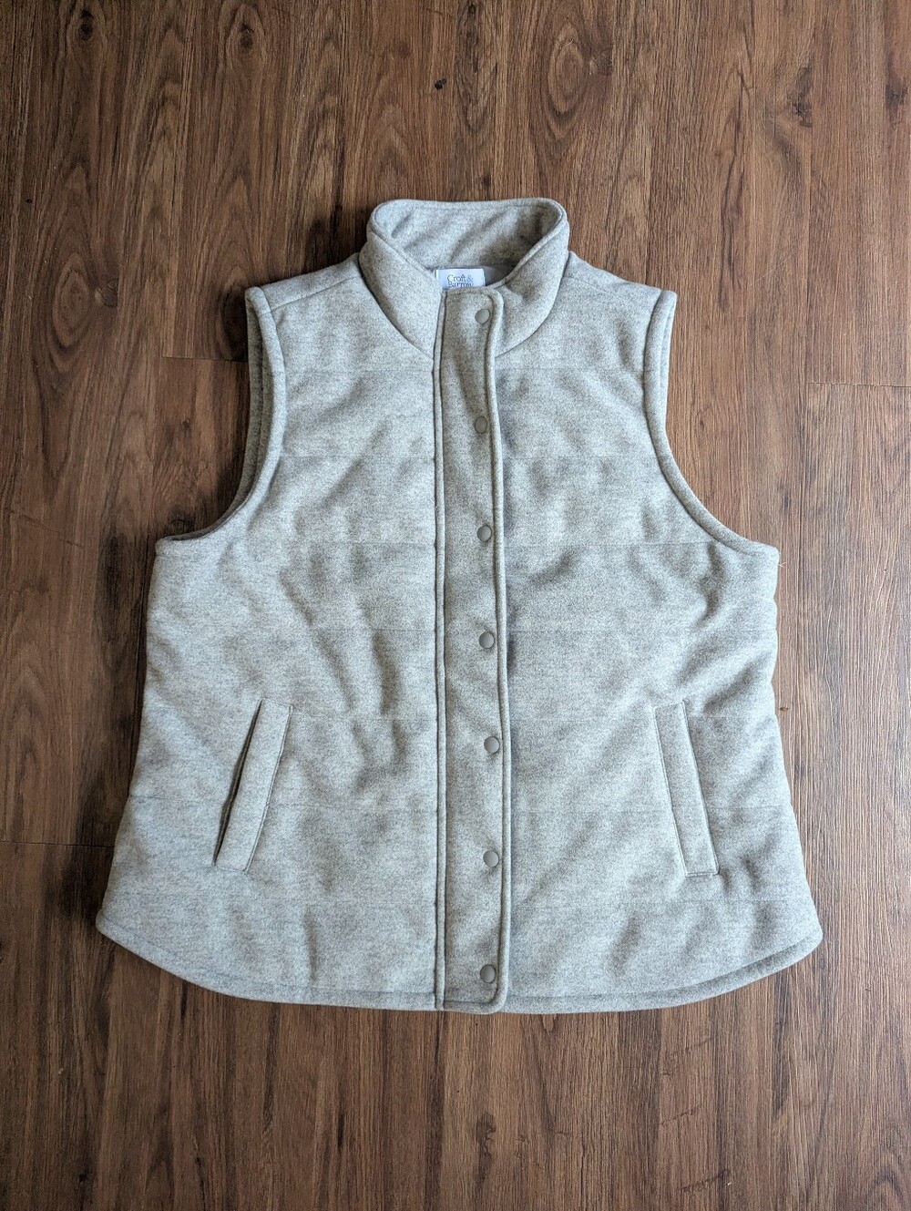 croft & barrow Gray Quilted Snap-Front Vest Sz XL